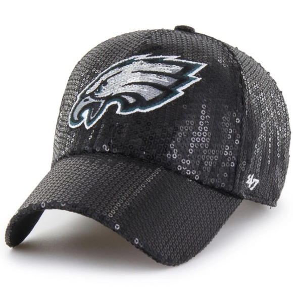 47 Philadelphia Eagles Black Sequin Cap featuring an embroidered sequined logo - Picture 2 of 13
